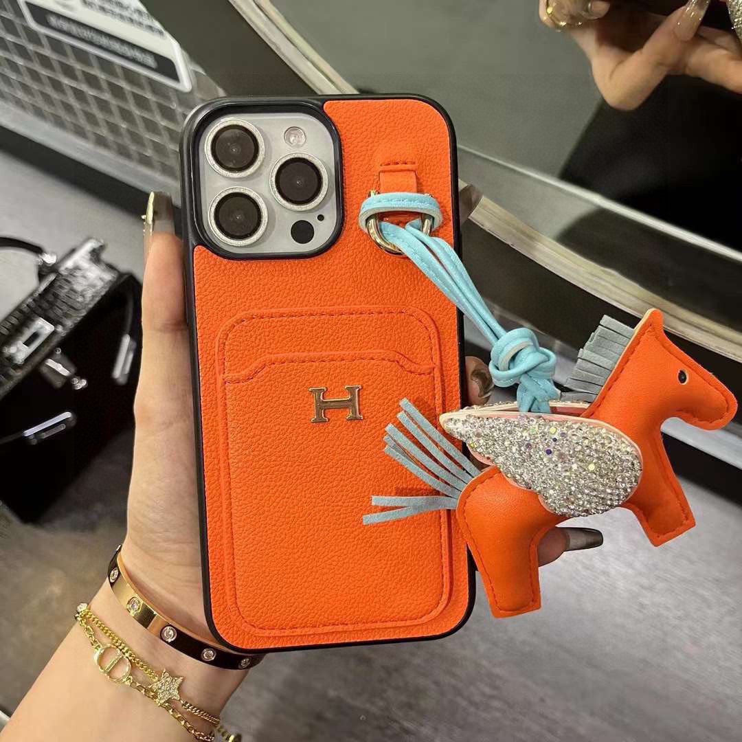 Hermès Style Premium Leather Card Holder Phone Case – Mocaco Phone