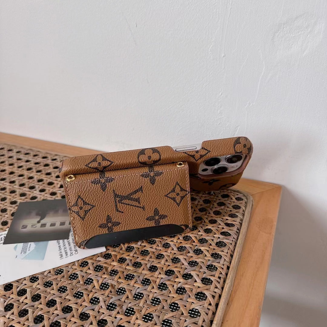 LV Monogram iPhone Case Luxury Edition with Card Holder