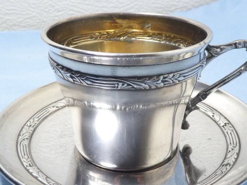 Ensemble de tasse de café en argent français