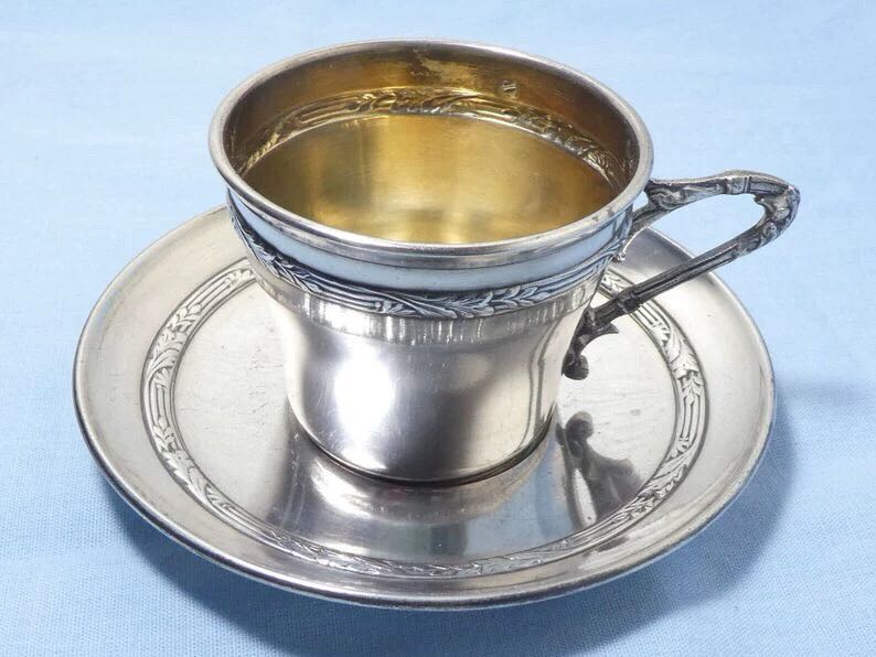 French Silver Coffee Cup Set