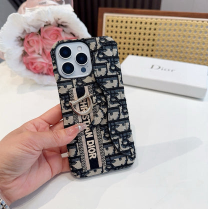 Dior Embroidered Fabric Card Holder Phone Case