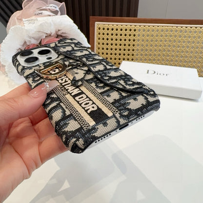 Dior Embroidered Fabric Card Holder Phone Case