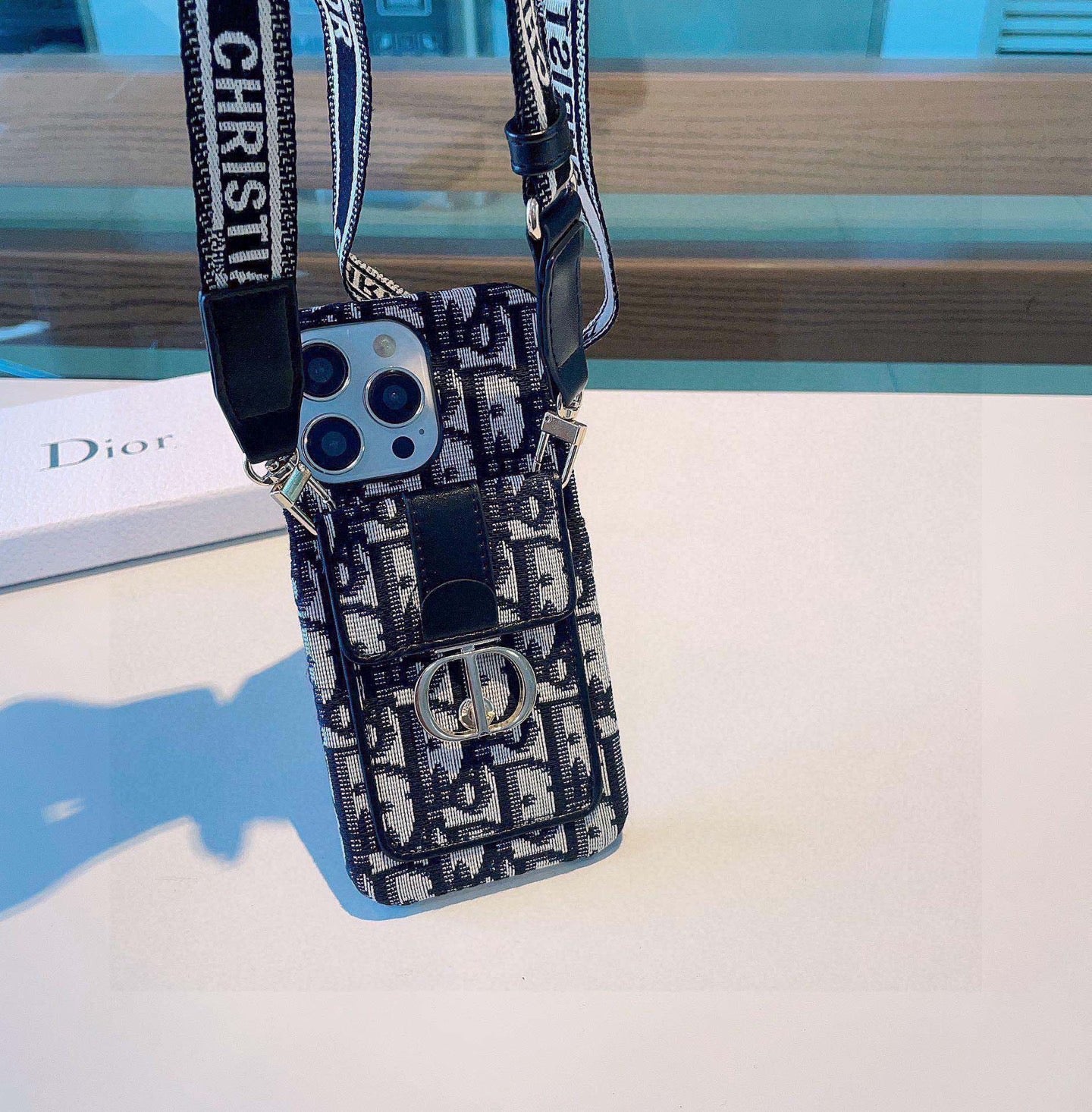 Dior Montaigne - Embroidered Strap Card Phone Case