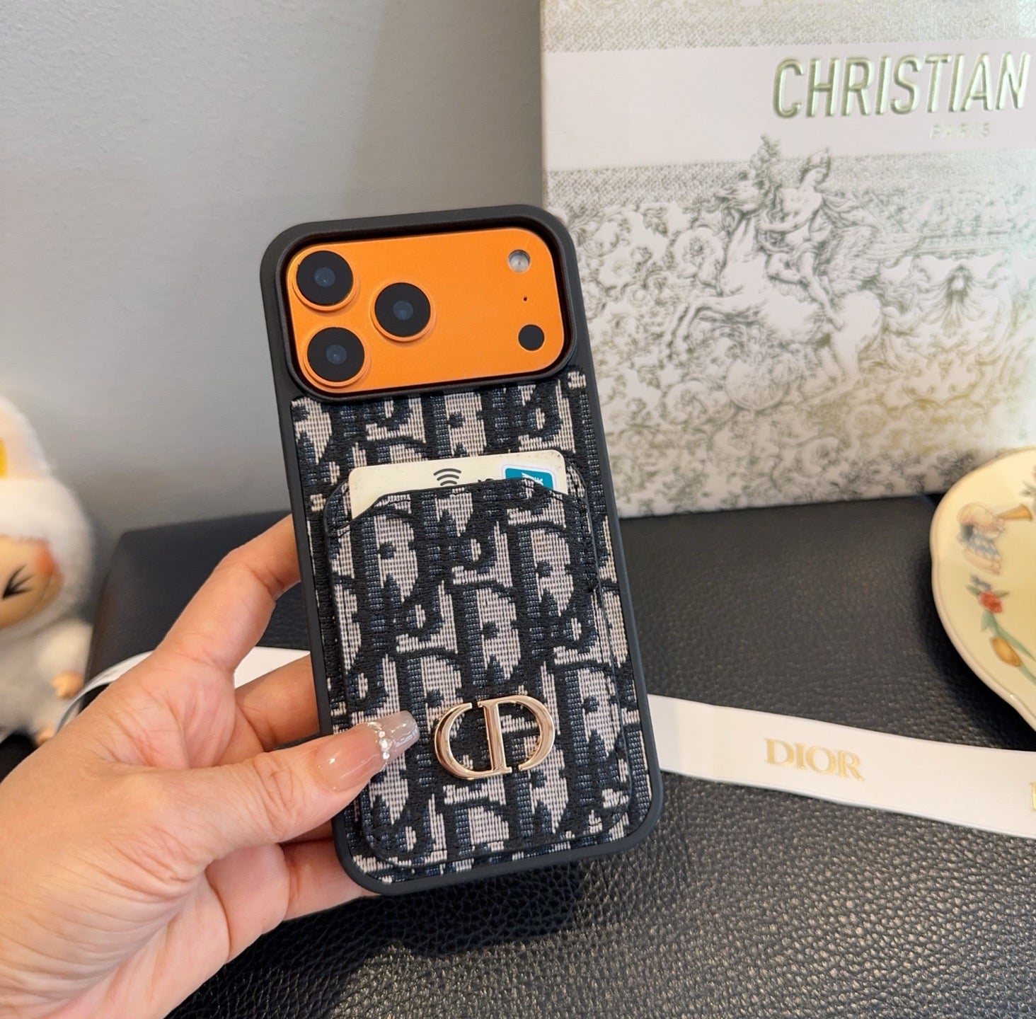 Dior Card Holder Fabric Full-Cover Phone Case
