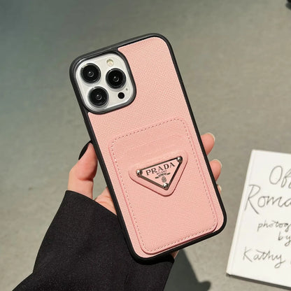 PD Acrylic Metal Triangle Label PR iPhone Wallet Case