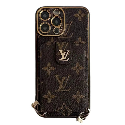 Monogram Leather V iPhone Wallet Case With Crossbody Strap