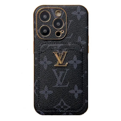 Monogram L Vintage Leather iPhone Wallet Case With Card Holder