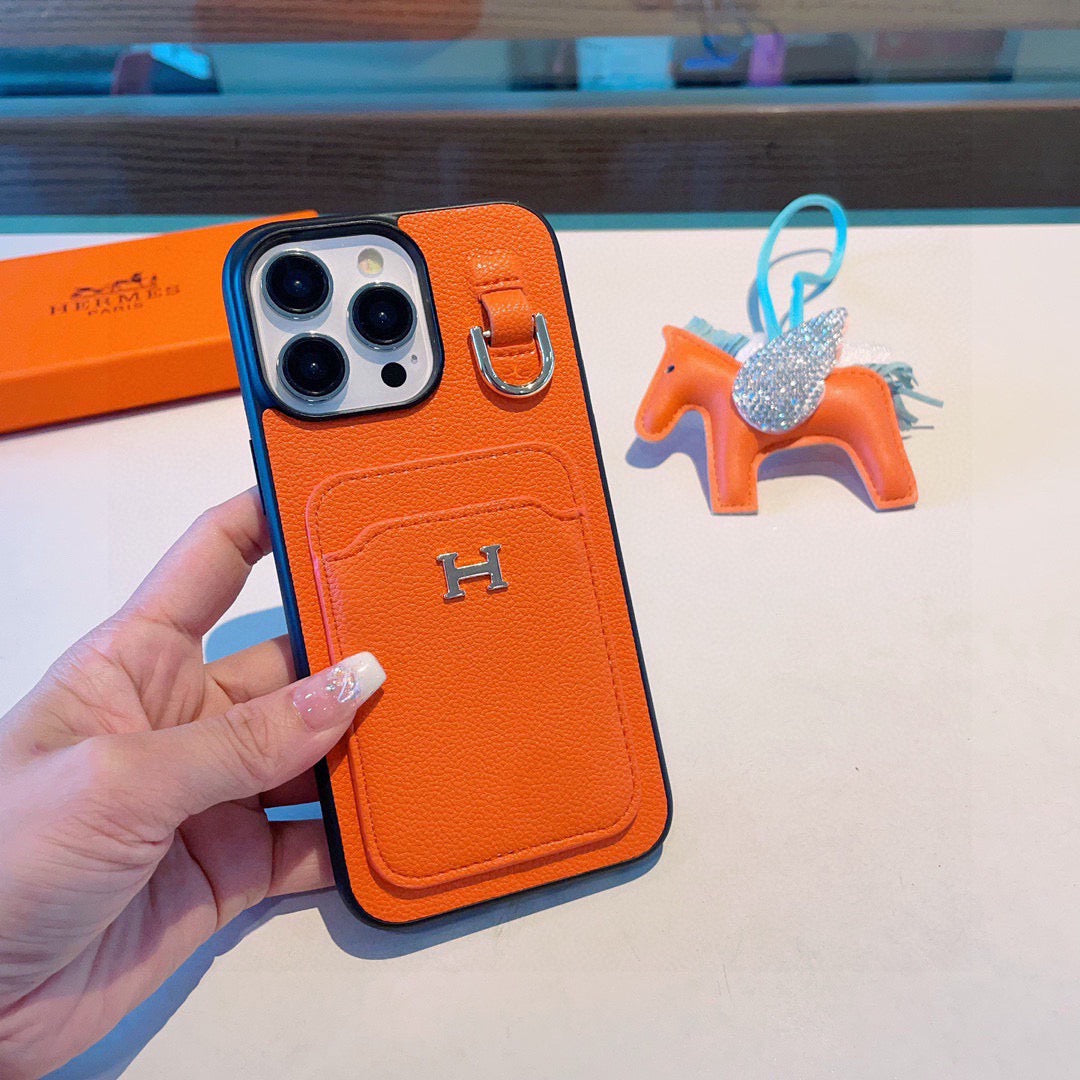 Hermès Style Premium Leather Card Holder Phone Case – Mocaco Phone