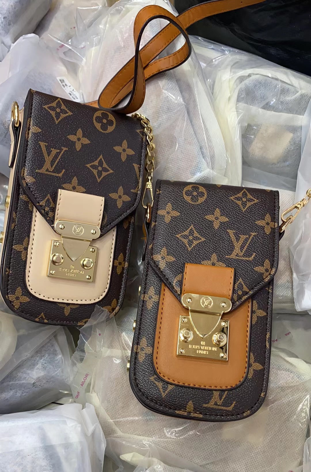 Chic Monogrammed LV Phone Pouch & Metal Chain