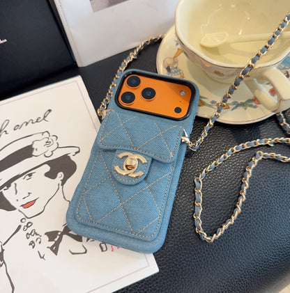 Chanel Denim CC Crossbody iPhone Case with Card Slot