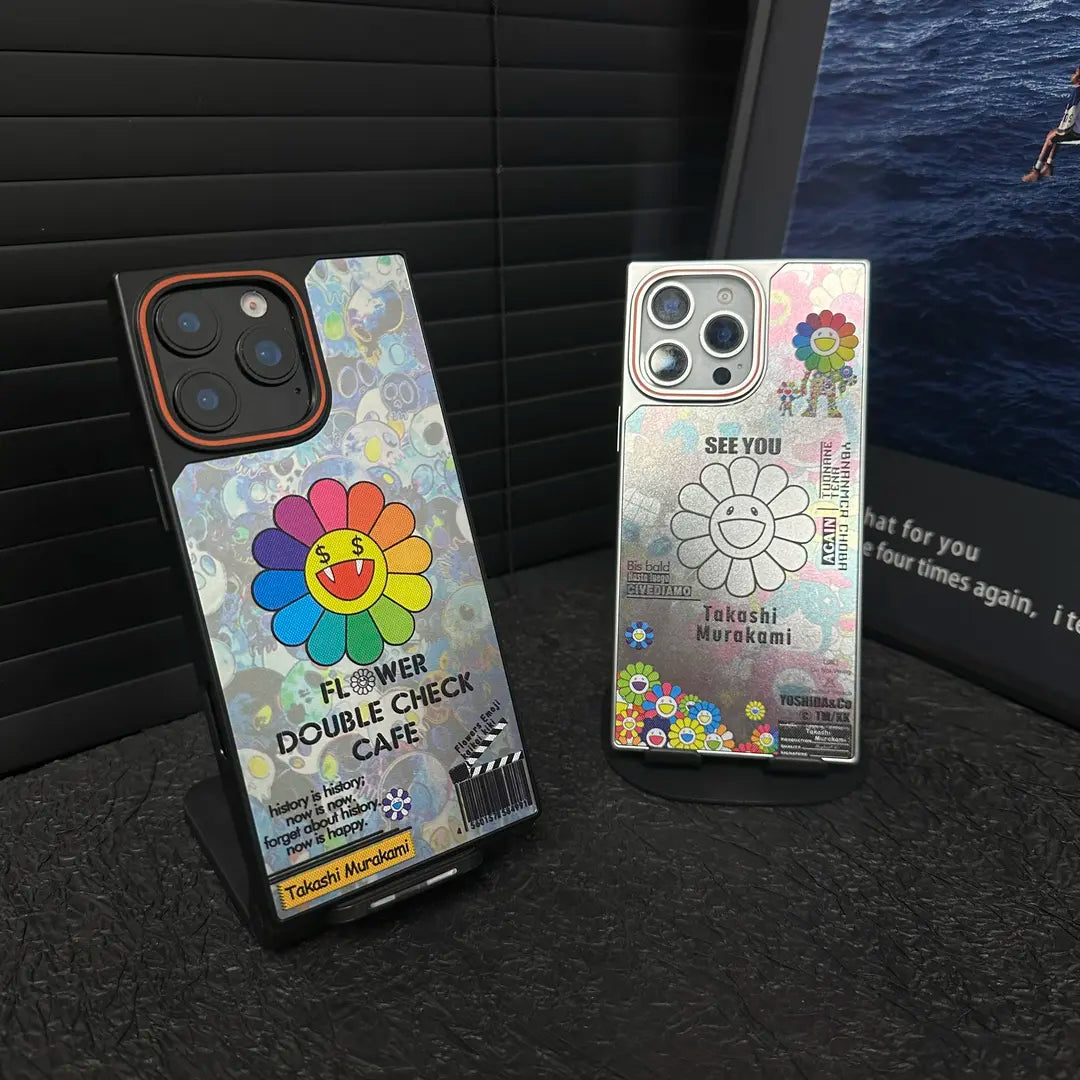 Electroplating square sunflower iPhone case