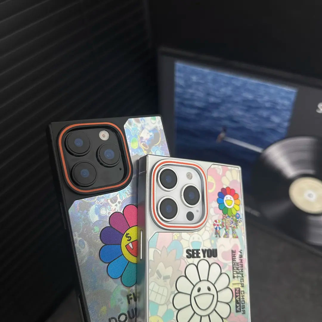 Electroplating square sunflower iPhone case